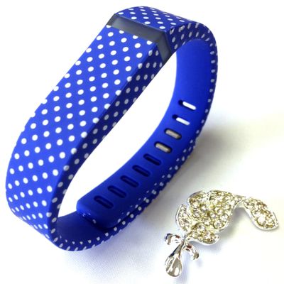 1pc Large Blue with White Dots Spots Color Band Compatible with Fitbit FLEX Only With Metal Clasp Replacement/No tracker