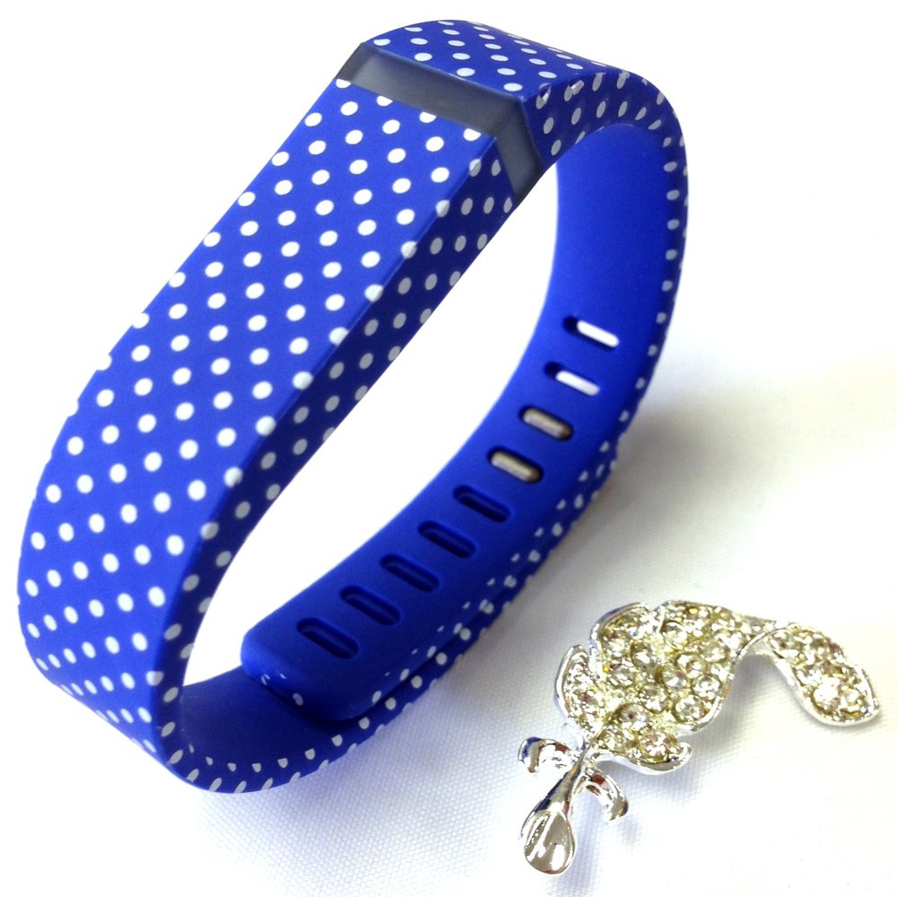 1pc Large Blue with White Dots Spots Color Band Compatible with Fitbit FLEX Only With Metal Clasp Replacement/No tracker