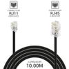 Waytex 39333 8 C 4 C RJ11/RJ45 Phone Cable Male/Male 10 m Black view 2
