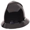 MSA C217374 V-Gard Full-Brim Hard Hat With Fas-Trac III Ratchet Suspension | Polyethylene Shell, Superior Impact Protection, Self Adjusting Crown Straps - Standard Size in Black view 1