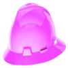 MSA 10156373 V-Gard Full-Brim Hard Hat With Fas-Trac III Ratchet Suspension | Polyethylene Shell, Superior Impact Protection, Self Adjusting Crown Straps - Standard Size in Hot Pink view 1