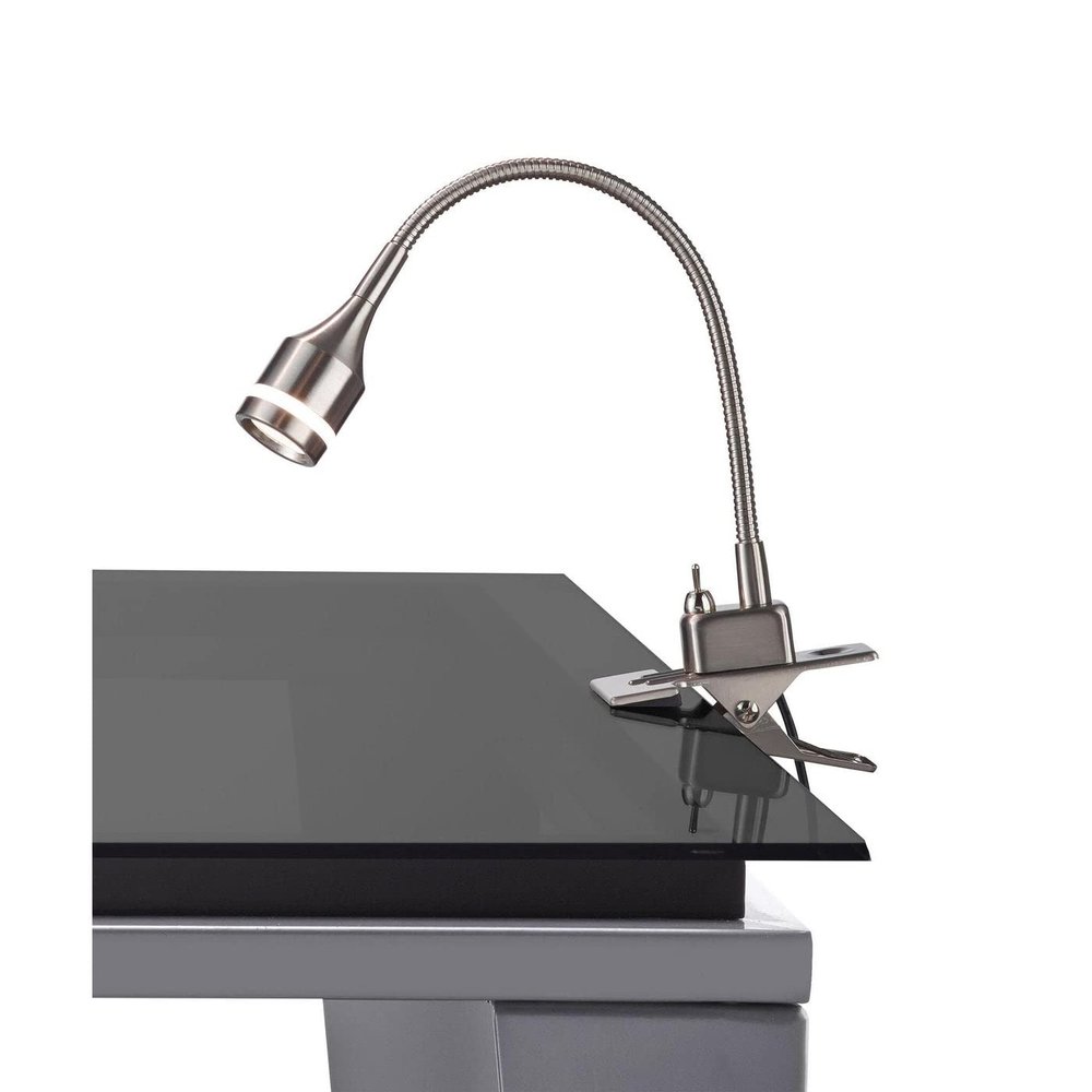Adesso 3217-22 Prospect LED Clip Lamp, 9.5-14.5 in., 3W LED, Brushed Steel, 1 Clip Lamps