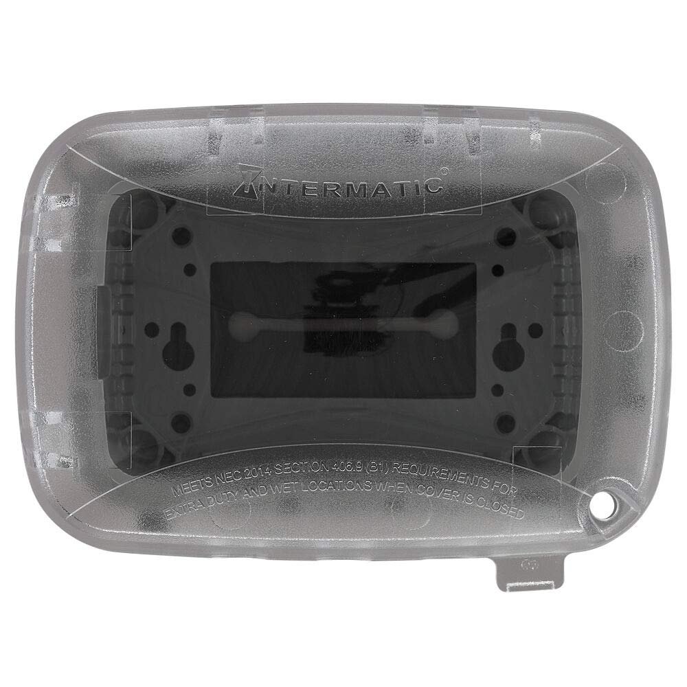 Intermatic WP5103C Extra Duty Plastic Weatherproof Cover, 2.75-Inch Single Gang with Round Adapter Plate, Clear/Gray