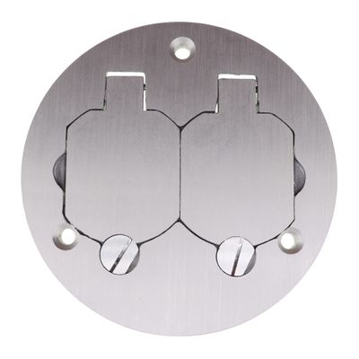 Legrand Wiremold Cable & Cord Management, Rachet-Pro Series Round Duplex Cover Plate for Carpet or Tile, Aluminum, 895TAL