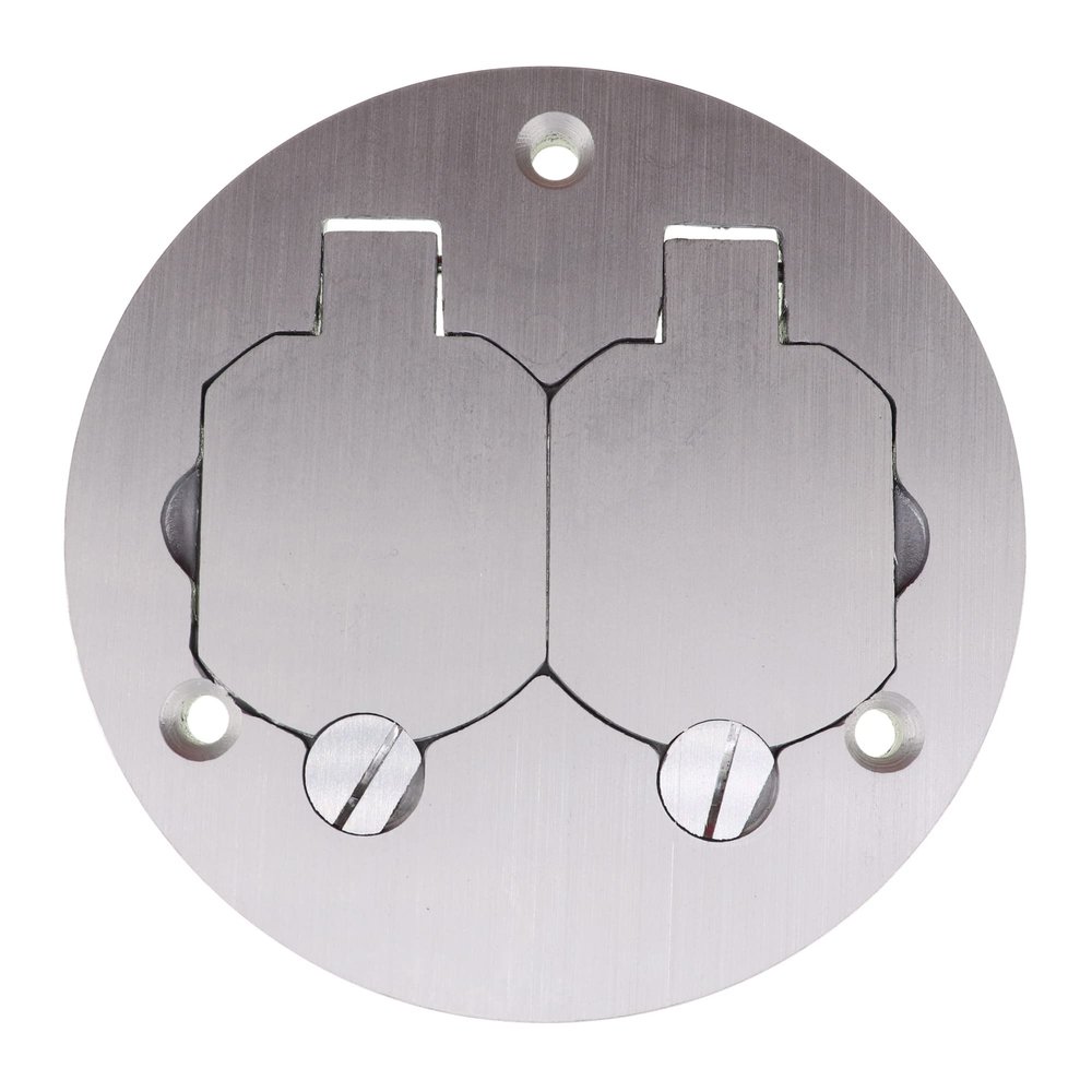 Legrand Wiremold Cable & Cord Management, Rachet-Pro Series Round Duplex Cover Plate for Carpet or Tile, Aluminum, 895TAL