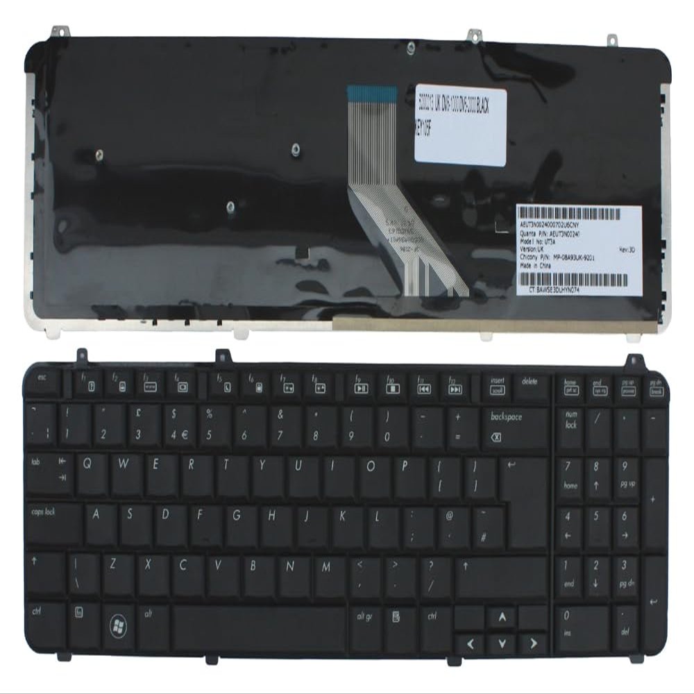 Power4Laptops UK Layout Black Replacement Laptop Keyboard Compatible with HP Pavilion DV6-1135TX
