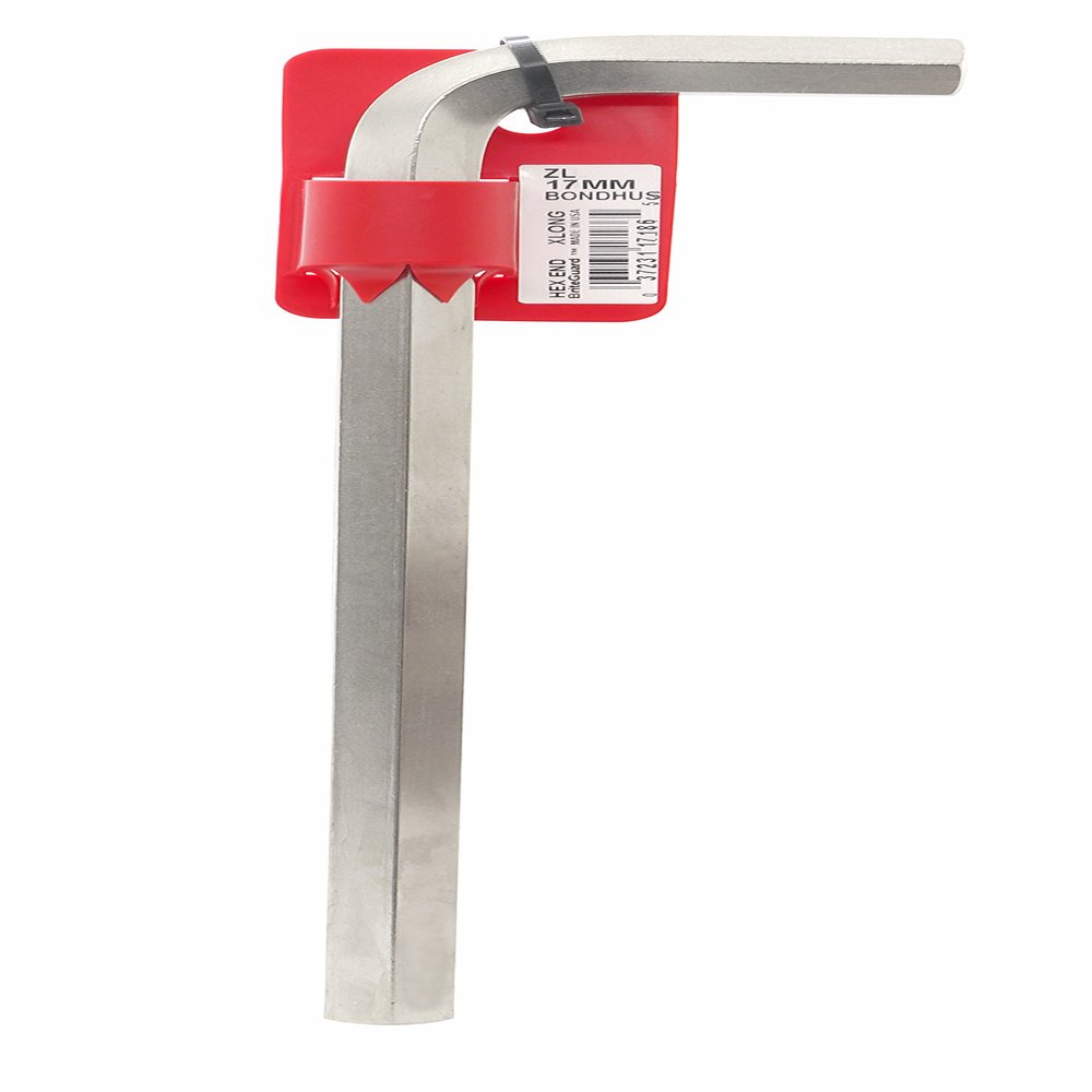 Bondhus 17186 Tagged and Barcoded 17mm Ball End Tip Hex Key L-Wrench with BriteGuard Finish, 280mm