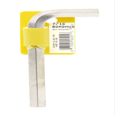 Bondhus 16215 7/16" Hex Tip Key L-Wrench with BriteGuard Finish, Tagged and Barcoded, Short Arm
