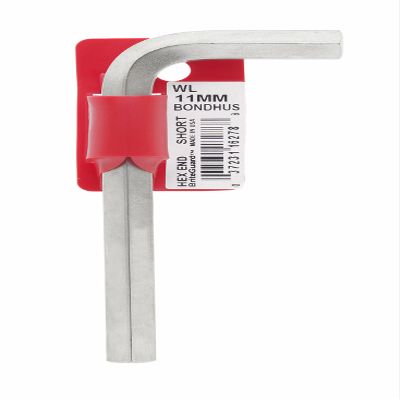 Bondhus 16278 11mm Hex Tip Key L-Wrench with BriteGuard Finish, Tagged and Barcoded, Short Arm