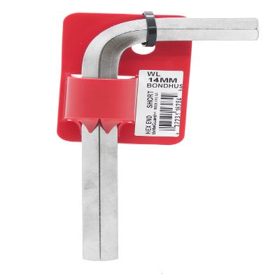Bondhus 16284 14mm Hex Tip Key L-Wrench with BriteGuard Finish, Tagged and Barcoded, Short Arm