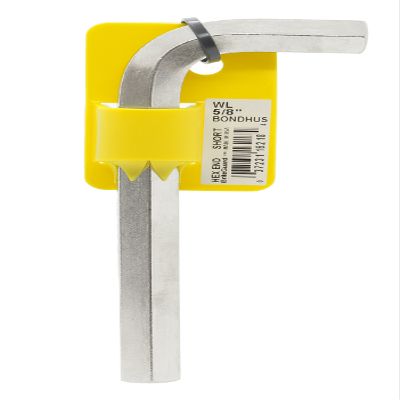 Bondhus 16218 5/8" Hex Tip Key L-Wrench with BriteGuard Finish, Tagged and Barcoded, Short Arm