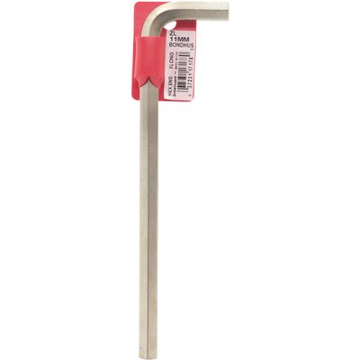 Bondhus 17178 Tagged and Barcoded 11mm Ball End Tip Hex Key L-Wrench with BriteGuard Finish, 200mm