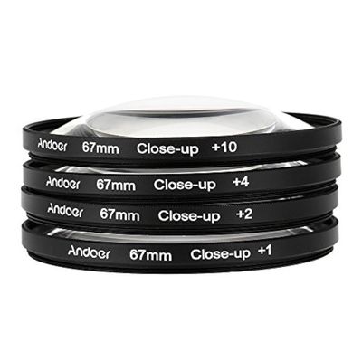 Andoer 67mm Macro Close-Up Filter Set +1 +2 +4 +10 Compatible with Nikon D80 D90 D7000 Canon Tamron Sigma DSLRs