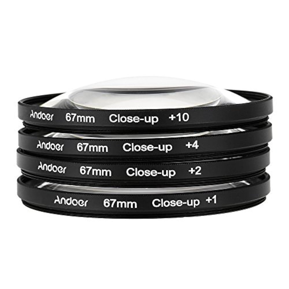 Andoer 67mm Macro Close-Up Filter Set +1 +2 +4 +10 Compatible with Nikon D80 D90 D7000 Canon Tamron Sigma DSLRs