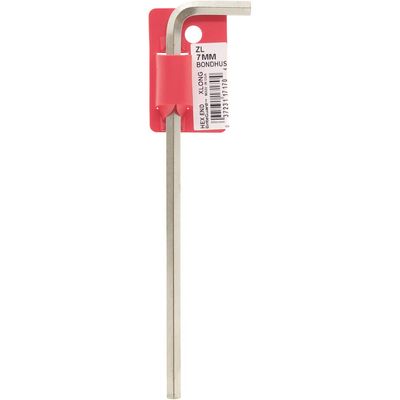 Bondhus 17170 Tagged and Barcoded 7mm Ball End Tip Hex Key L-Wrench with BriteGuard Finish, 184mm