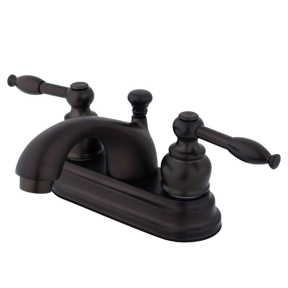 Kingston Brass FB2605KL 4-Inch in Spout Reach Knight 4-Inch Centerset Lavatory Faucet with Brass/ABS Pop-Up, Oil Rubbed Bronze