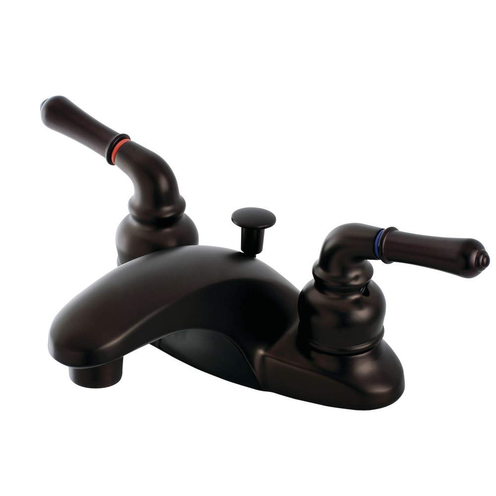 Kingston Brass FB625 4-1/4-Inch in Spout Reach Magellan 4-Inch Centerset Lavatory Faucet with Brass/ABS Pop-Up, Oil Rubbed Bronze