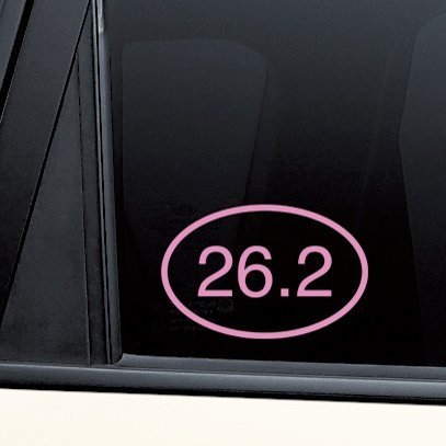 26.2 Marathon Euro Oval Vinyl Decal Laptop Car Truck Bumper Window Sticker - Pink