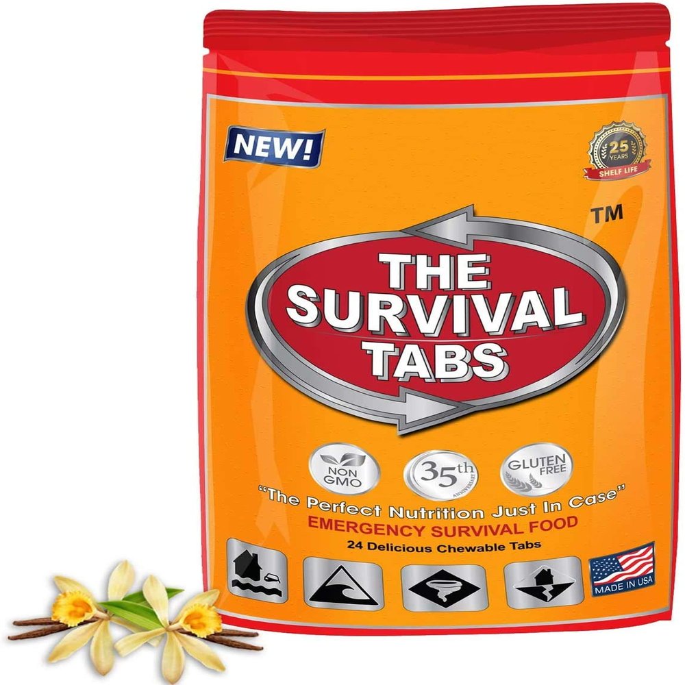 Food For Preparing SHTF 2-day Food Supply 24 Tabs Food Ration for Travel Camping Boating Biking Hunting Outdoor Gluten Free and Non-GMO 25 Years Shelf Life Long Term Food Storage - Vanilla Malt Flavor
