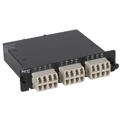 ICC Fiber Optic MPO Cassette LGX Compatible, 24 Fiber OM2 LC to MPO Module, 50/125 Multimode, Beige Adapters, Black, 1-Pack