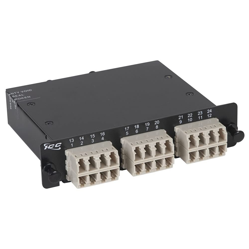 ICC Fiber Optic MPO Cassette LGX Compatible, 24 Fiber OM2 LC to MPO Module, 50/125 Multimode, Beige Adapters, Black, 1-Pack