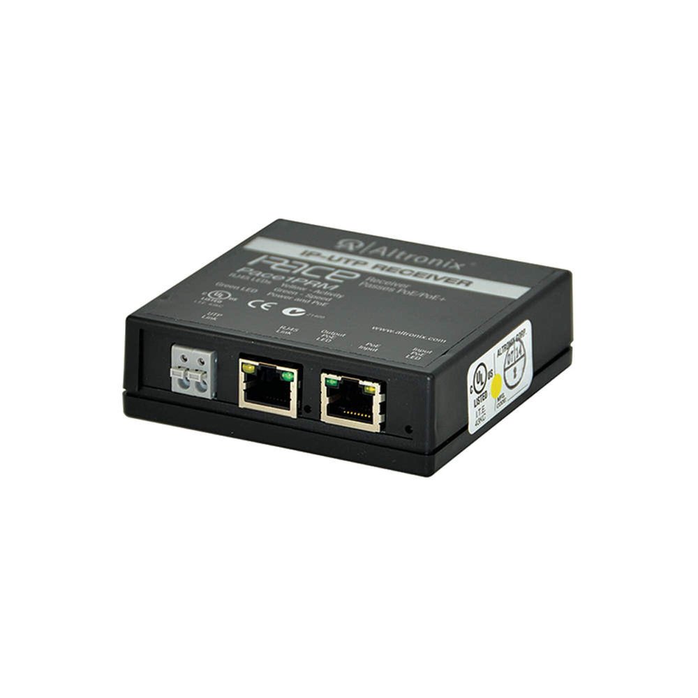 Altronix PACE1PRM PoE Extender,3-1/2" L,1 Cam. Input,Blk