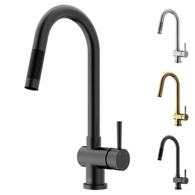 VIGO Gramercy 17'' H Single Handle Pull-Down Spout Kitchen Faucet in Matte Black-VG02008MB