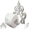 Comfify Fleur De Lis Cast Iron Toilet Paper Holder  Wall Mounted Tissue Dispenser  European Vintage Design  7.28" x 6.29" x 3.74"  Includes Screws and Anchors  Antique White view 1