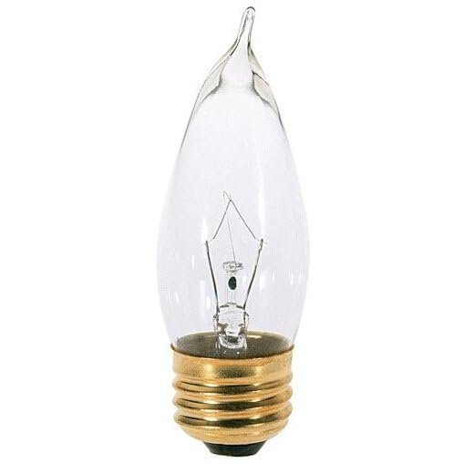 Satco (Total of 20 Bulbs) S3764 25 Watt Turn Tip Medium Base Clear Decorative Light Bulbs
