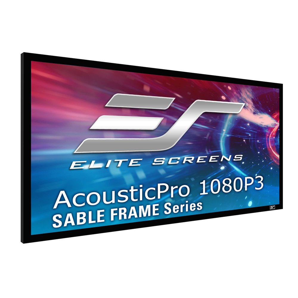Elite Screens Sable Frame Series, 96-inch Diagonal 2.35:1, Sound Transparent Perforated Weave Fixed Frame Projection Projector Screen, ER96WH1W-A1080P3