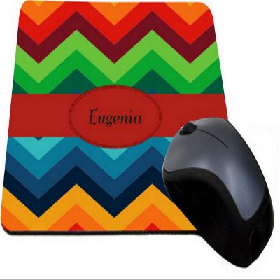 Rikki Knight Eugenia Name on Fall Colors Chunky Chevron Design Lightning Series Gaming Mouse Pad (MPSQ-RK-45285)