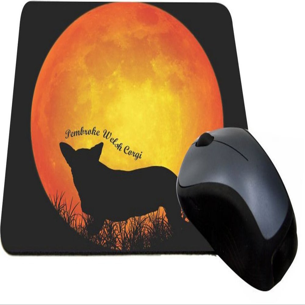 Rikki Knight Pembroke Welsh Corgi Dog Silhouette by Moon Design Lightning Series Gaming Mouse Pad (MPSQ-RK-41339)
