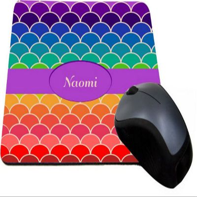 Rikki Knight Naomi Name on Rainbow Scallop Design Lightning Series Gaming Mouse Pad (MPSQ-RK-45781)