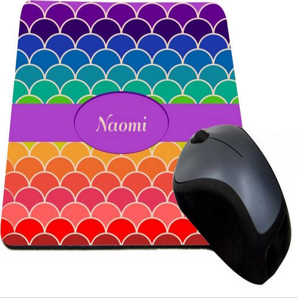 Rikki Knight Naomi Name on Rainbow Scallop Design Lightning Series Gaming Mouse Pad (MPSQ-RK-45781)