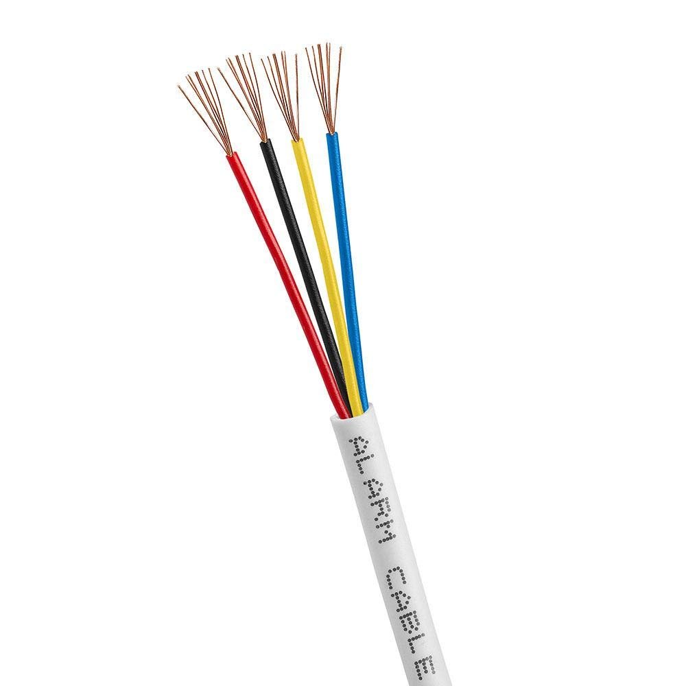 Cmple 22/4 Gauge AWG Alarm Security Cable Stranded Conductor Unshielded Bulk, White - 500 Feet