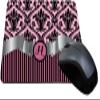Rikki Knight Letter "H" Initial Light Pink Damask and Stripes Monogrammed Design Lightning Series Gaming Mouse Pad (MPSQ-RK-2110) view 1