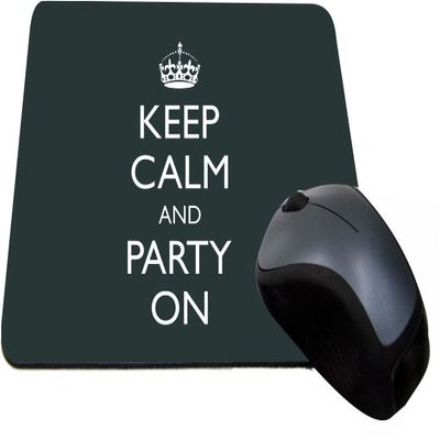 Rikki Knight Keep Calm and Party On - Green Color Design Lightning Series Gaming Mouse Pad (MPSQ-RK-1281)