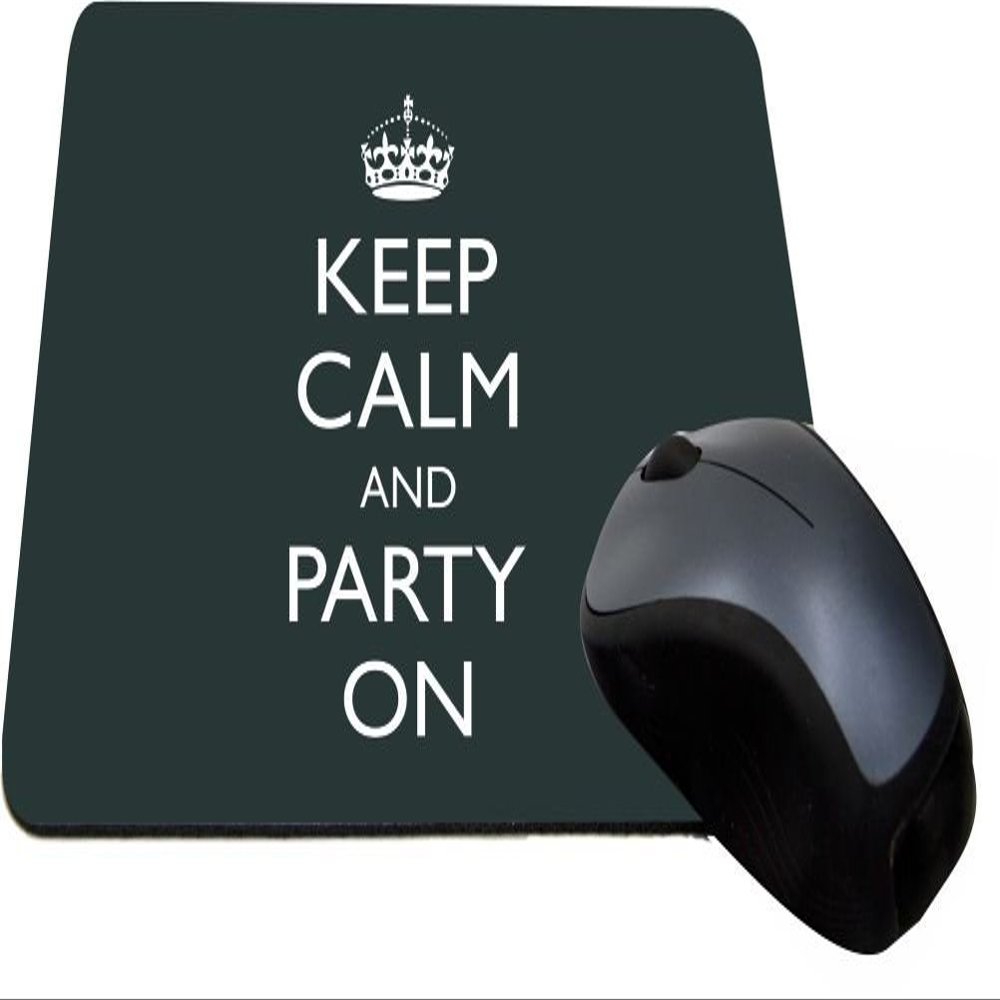 Rikki Knight Keep Calm and Party On - Green Color Design Lightning Series Gaming Mouse Pad (MPSQ-RK-1281)