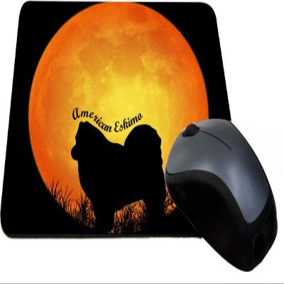 Rikki Knight American Eskimo Dog Silhouette by Moon Design Lightning Series Gaming Mouse Pad (MPSQ-RK-8439)