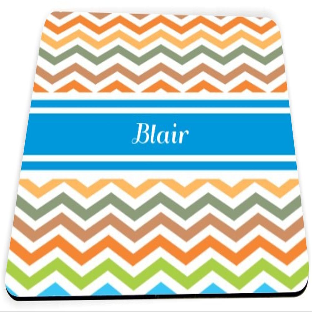 Rikki Knight "Blair" Blue Chevron Name Design Lightning Series Gaming Mouse Pad (MPSQ-RK-4128)