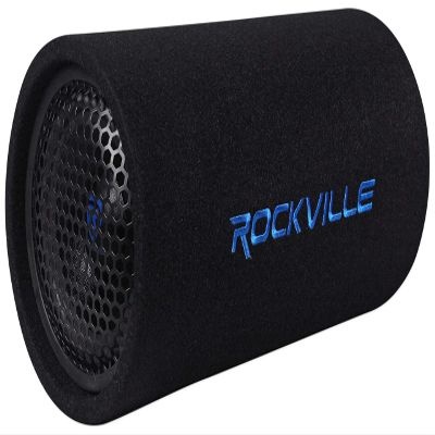 Rockville RTB65A 6.5" Powered Subwoofer Bass Tube, 300W Peak, Deep Bass, Built-In Amp, MP3 Input, Crossover, Vented Enclosure, Perfect for Car Audio