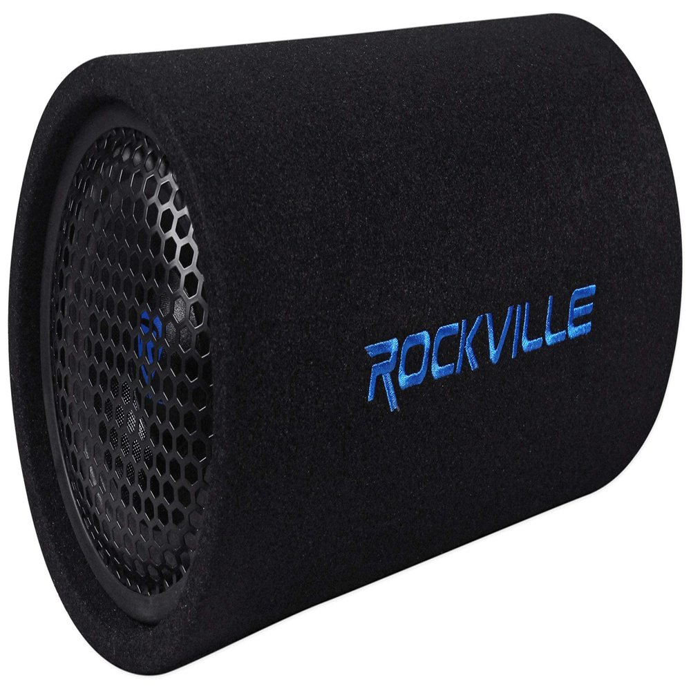 Rockville RTB65A 6.5" Powered Subwoofer Bass Tube, 300W Peak, Deep Bass, Built-In Amp, MP3 Input, Crossover, Vented Enclosure, Perfect for Car Audio