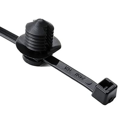 HellermannTyton 156-00093 Fir Tree with Tie, 15.0" Long, Mounting Hole Diameter .38"-.39", PA66HIRHS, Black, 500/pkg