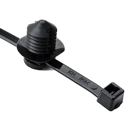 HellermannTyton 156-00093 Fir Tree with Tie, 15.0" Long, Mounting Hole Diameter .38"-.39", PA66HIRHS, Black, 500/pkg