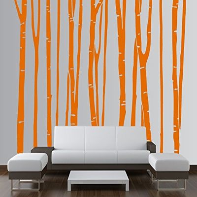 Large Wall Birch Tree Decal Forest Kids Vinyl Sticker Removable (9 Trees) (84" (7ft) Tall, Custom)