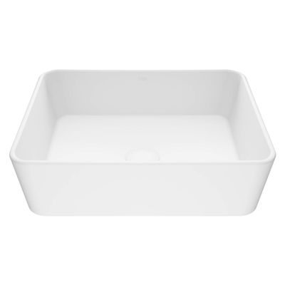 VIGO Marigold 18"L x 14"W x 5"H Over the Counter Matte Stone Rectangular Vessel Bathroom Sink in White -VG04003