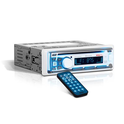 BOSS Audio Systems MR762BRGB Marine Boat Stereo  Single Din, Bluetooth, CD DVD Player, AM FM Radio Receiver, Weatherproof, Multicolor Illumination