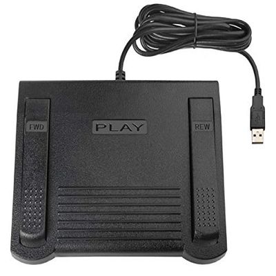 ECS USB Foot Switch for Windows Media Player, Computer Foot Control Pedals, PC Play, Fast Forward, Rewind