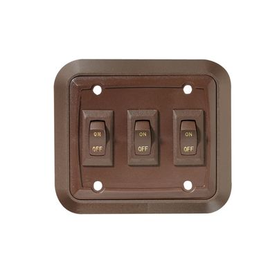 RV Designer S659, Wall Plate Switch, Triple, On/Off, Brown, 3.53 inches x 4 inches