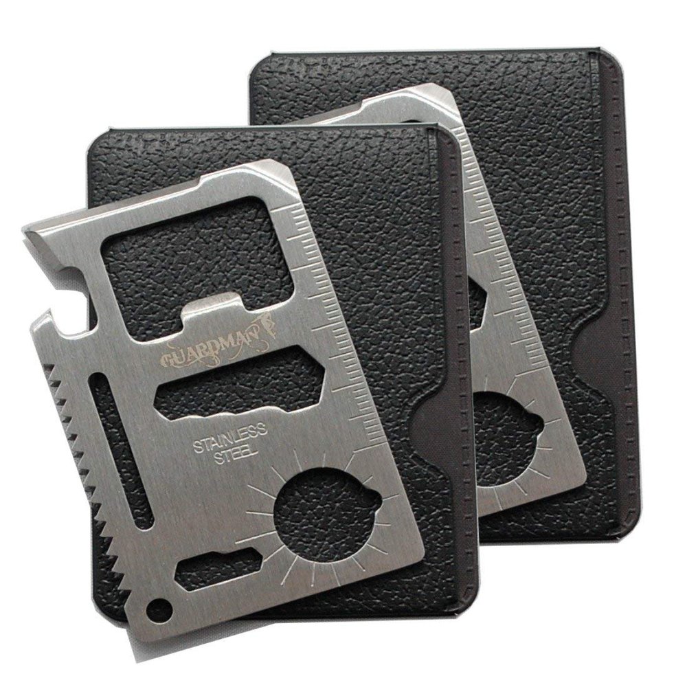 GUARDMAN Fathers Day Gift 2-Pack 11-in-1 Credit Card Multitool  Multitool Wallet Survival Tactical Tool with Knife, Bottle Opener & More  Dad Gift for Men